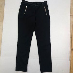 H&M Black pants with faux leather Trim